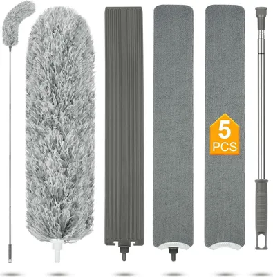 Image de Set plumeau télescopique extra long 2,44m microfibre Chiffons interchangeables