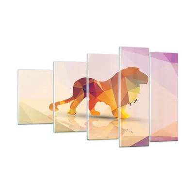 Produktbild von Bilder auf glas - Löwe Illustration modern - 100x60cm - Glasbilder - Wandbilder - Kunstdruck - zum Aufhängen bereit - Wanddekoration aus Glas - Glas Bilder - Wandbild auf Glas - GEG100x60-2804