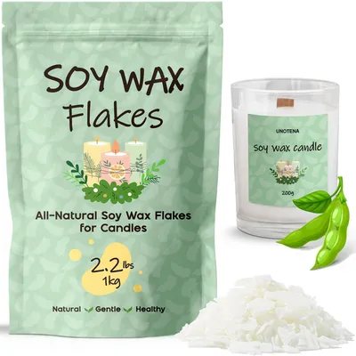 Productafbeelding van Sojawasvlokken voor kaarsen, 1 kg, 100% natuurlijk, geschikt om te smelten