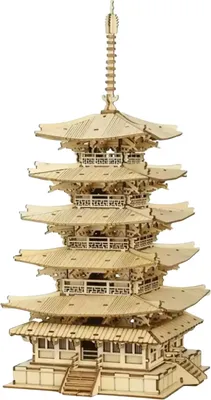 Obrázok produktu pre FORSMANO 3D drevené puzzle päťposchodová pagoda, s 275 dielikmi puzzle, súprava pre domácich majstrov, architektonický model, kreatívny darček pre tínedžerov a dospelých
