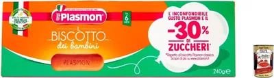 Produktbild von 6x Plasmon Biscotti dei Bambini 240g - 30% Zucker + Italian Gourmet polpa 400g