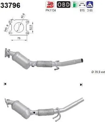 Produktbild von AS Katalysator Kat für VW up! Schrägheck (121, 122, BL1, BL2) Euro 5/Euro 6 33796