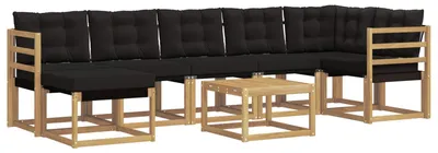 Produktbild von vidaXL Outdoor-Sofagarnitur mit Kissen 8 pcs Weiß und Schwarz