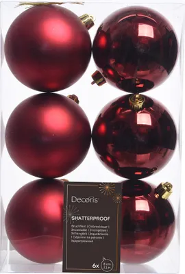 Immagine prodotto di Baubles natalizi in plastica 8cm 6 pezzi - Oxblood