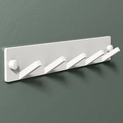 Produktbild von Mai & Mai Kleiderhaken Wandgarderobe Wandhaken aus Edelstahl mit 5 Haken Garderobenleiste Garderobenhaken 30cm Matt weiß Stalo-05