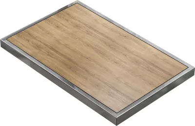 Produktbild von BRASIL | Gastro Tischplatte | B:T 120 x 70 cm | Eiche | Chrom Rand | Rechteckig | Gastro Tischplatte