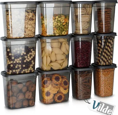 Obrázok produktu pre Vilde nádoba na skladovanie sypkých potravín s vekom Nádoba na skladovanie 1 l / 1,85 l 12 ks.