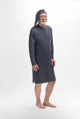Immagine prodotto di Martel Mikolaj camicia da notte da uomo con maniche lunghe - Grigio - 100 % cotone