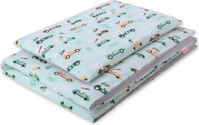 Immagine prodotto di Biancheria da letto per bambini in cotone double-face 2 pezzi - Coniglietti alla menta