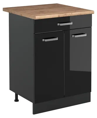 Imagen del producto de Mueble bajo de cocina Vicco R-Line brillo intenso/Antracita 60 cm con cajón encimera Roble dorado, Model 61128