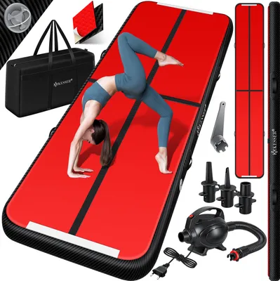 Produktbild von KESSER® Turnmatte Aufblasbar Airtrack 2m/3m/4m/5m/6m Fitness-Matte Gymnastikmatte | inkl. Tragetasche & elektr. Luftpumpe | Yogamatte, Tumbling Matten, Trainingsmatte, Turn- & Fitness