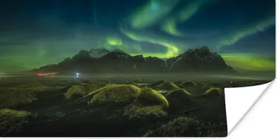 Produktbild von MuchoWow® Poster Nordlichter - Auto - Island 40x20 cm - Poster für die Wand - Poster Schlafzimmer
