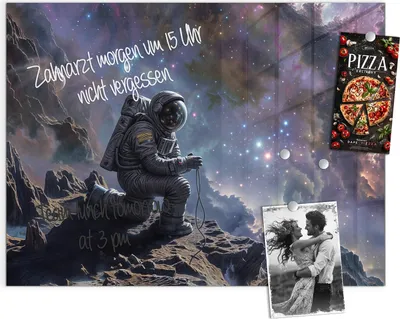 Produktbild von Magnettafel 120x90cm Pinnwand Whiteboard beschreibbar - Astronaut im All
