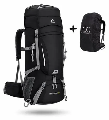 Productafbeelding van CarryQuest® Wandelrugzak 60L, nylon, met regenhoes, zwart