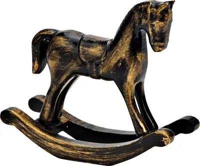 Produktbild von Schaukelpferd Holz schwarz/gold 13cm