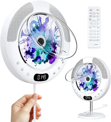 Produktbild von Bluetooth-CD-Player mit Touch-Tasten, integrierten Lautsprechern, Staubschutzhülle, Fernbedienung, Unterstützt CD, CDR, CD-RW, MP3-CD, WMA-CD, Weiß