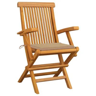 Immagine prodotto di vidaXL Sedie da giardino con cuscini beige 4 pz. Legno massiccio di teak