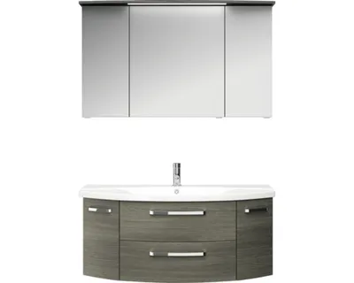 Produktbild von PELIPALSerie 4010 40101200219 Block bestehend aus:Keramik-Waschtisch, Unterschrank, Spiegelschrank mit Kranz / 122cm