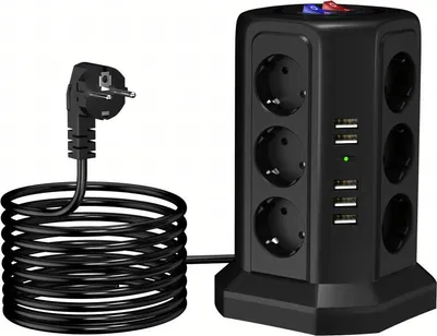 Image de Multiprise sur pied avec protection foudre 12 prises + 5 ports USB