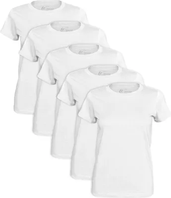 Obrázek produktu pro Cotton Prime® 5 kusů dámských triček s kulatým výstřihem, bílá barva, velikost XL