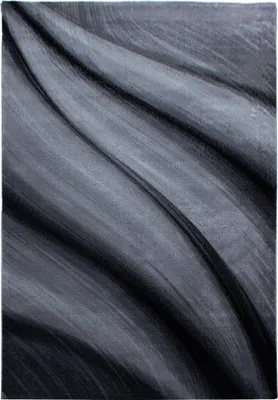 Image de Tapis de couloir pour salon, noir, 80x150 cm, motif abstrait en vagues
