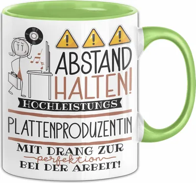 Produktbild von Plattenproduzentin Tasse Geschenk Lustig Abstand Halten Hochleistungs-Plattenproduzentin Mit Drang Zur Perfektion Bei Der Arbeit (Grün)