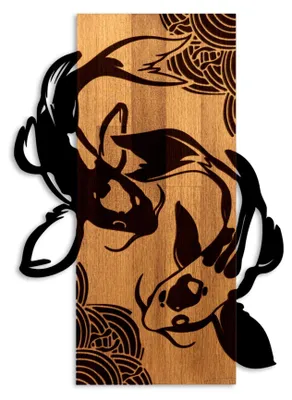 Wandaccessoire aus Holz, Walnuss/Schwarz, 43x58x3 cm