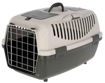 Transportbox für Katzen/Kleintiere, Metalltür, 55x36x35 cm, hellgrau