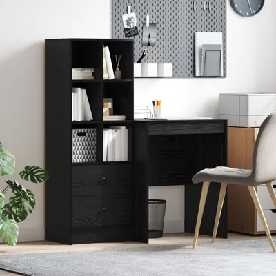 Produktbild von Schreibtisch mit Stauraum Schwarz-Eiche Holzwerkstoff, Kommoden DesignMöbel Neu