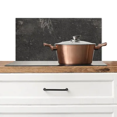 Produktbild von KitchenYeah®  Spritzschutz Küche - Küchenrückwand - Wandschutz für Herd und Spüle - Beton - Wand - Schwarz - Vintage - Industriell 60x30 - Alu-Dibond (Alternative zum Spritzschutz aus Glas) - Hitzebes