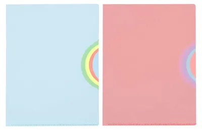 Image de Viquel - Lot de 2 protège-coins pour classeurs, 4 positions – Protège-coins en plastique A4, ouverture sur le côté, motif arc-en-ciel