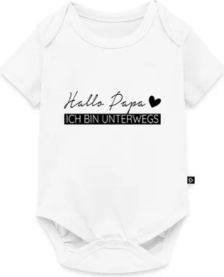 Produktbild von Spreadshirt Hallo Papa Ich Bin Unterwegs Kurzarm Tages Baby Body, 68 (3-6 M.), Weiß