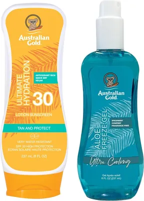 Productafbeelding van Australian Gold Lotion Sunscreen SPF30 zonnebrandlotion + Aloe Freeze Gel verkoelende aftersun spray