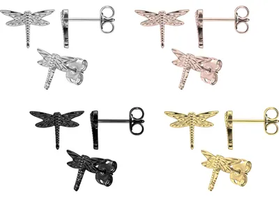 Produktbild von Titan-Ohrstecker Libelle, Stabstärke 0,8 mm, Stablänge 11 mm, Libelle 8,5x12 mm, PVD-beschichtet