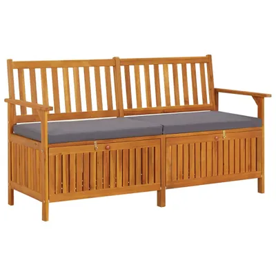 Productafbeelding van Bank met opbergruimte en kussen, 148 cm, massief acaciahout