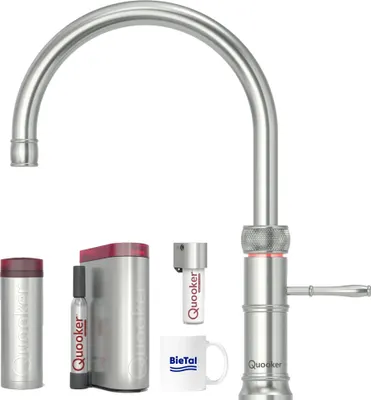 Produktbild von Quooker Wasserhahn Classic Fusion Round Voll Edelstahl & PRO3 & CUBE mit Filter