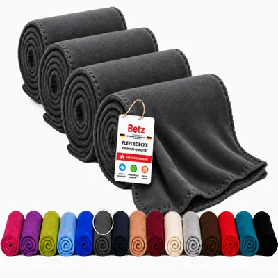 Produktbild von Betz 4 Stück Luxus Fleecedecken 130x170 cm Kuscheldecken  Farbe anthrazit, KI-generiertes Bild