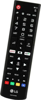 A black LG remote control is shown against a white background.