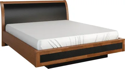Produktbild von Doppelbett / Gästebett "Postira" 48, Farbe: Walnuss / Schwarz, teilmassiv - Abmessungen: 180 x 200 cm (B x L)