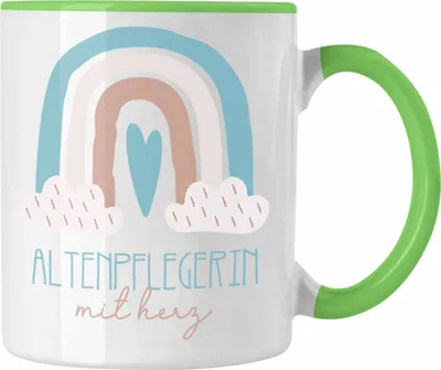 Produktbild von Trendation - Altenpflege Tasse Geschenk Danke Kaffeetassse Geschenkidee für Altenpflegerin mit Herz Spruch (Grün)