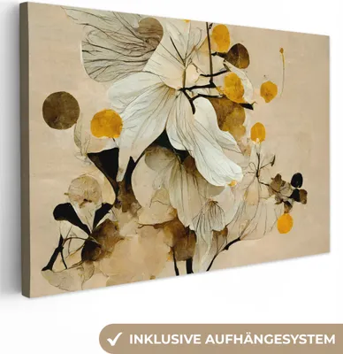Obrázek produktu pro OneMillionCanvasses® - Plátno - Květiny - Rostliny - Zlaté - Vintage, nástěnná malba, nástěnné dekorace obrazy obývací pokoj, 30x20cm