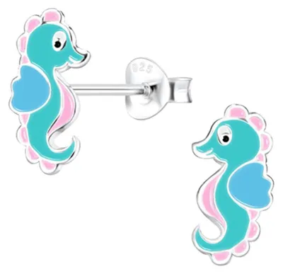 Produktbild von Kinder Ohrstecker bunt aus Silber 925 „Seepferdchen“