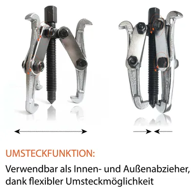 Produktbild von Lagertrekker Set, verchromt, 3-teilig 75, 100, 150 mm, für Lagerentfernung