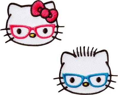 Produktbild von HELLO KITTY - Köpfe Brille - 2 Aufnäher Iron-On Patch Applikation Aufbügler