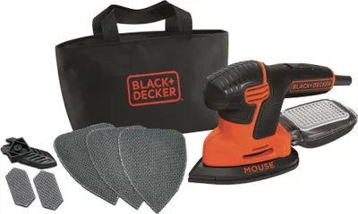 Immagine prodotto di Levigatrice Mouse 120W in borsa multiuso con 6 accessori BLACK+DECKER KA2000