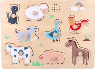 Obrázek produktu pro Dřevěné zábavné vkládací puzzle se zvukem - Farma