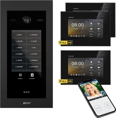 Produktbild von BALTER EVO HD Touch 7 Schwarz/Schwarz 2x7" +1x7" WiFi Video Türsprechanlage bis 1000 Familienhaus