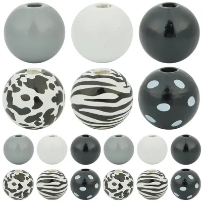 Bemalte Holzkugeln 120 Stk., 16 mm, 6 Stile, rund, gemischt