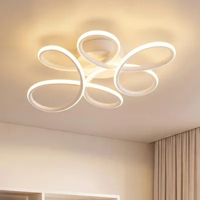 Produktbild von ZMH Deckenlampe Wohnzimmer LED Deckenleuchte 24W 3000K Küchenlampe Weiß Modern Blume Design Wohnzimmerlampe für Schlafzimmer Büro Küche Flur