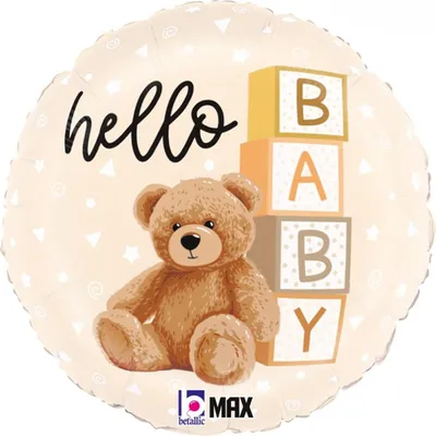 Produktbild von 18"/Ø46cm Folienballon Teddy Bär "Hello Baby"